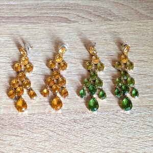 Mix N Match Elegant Gold and Green Chandelier Earrings